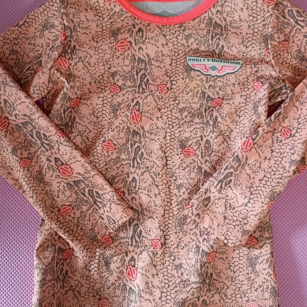 Harley-Davidson Girls' Peach & Coral Snake-Print Long Sleeve Tee - Picture 2 of 4